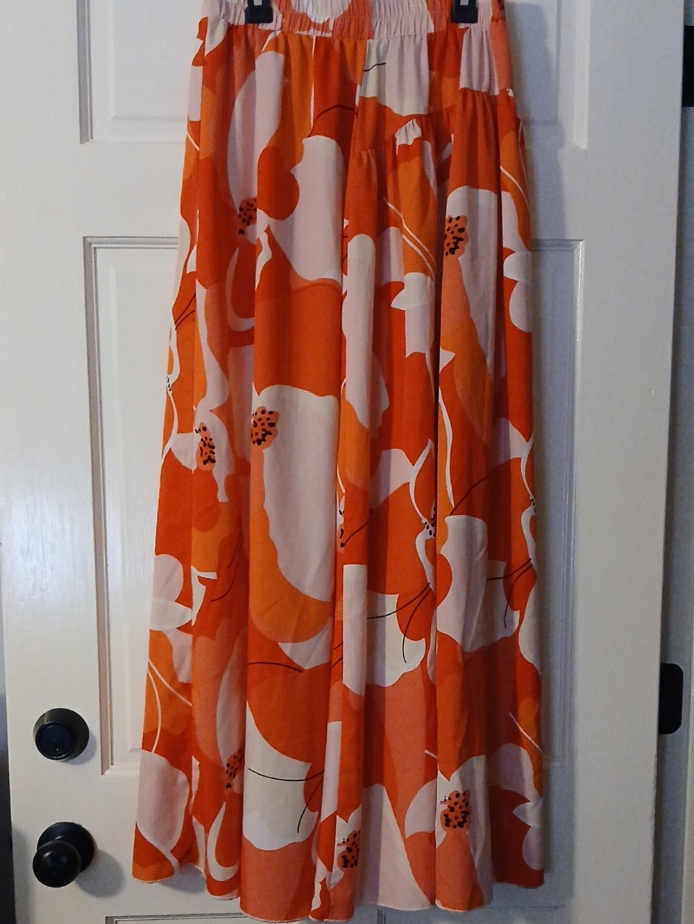 Women's Orange Floral Maxi Skirt
